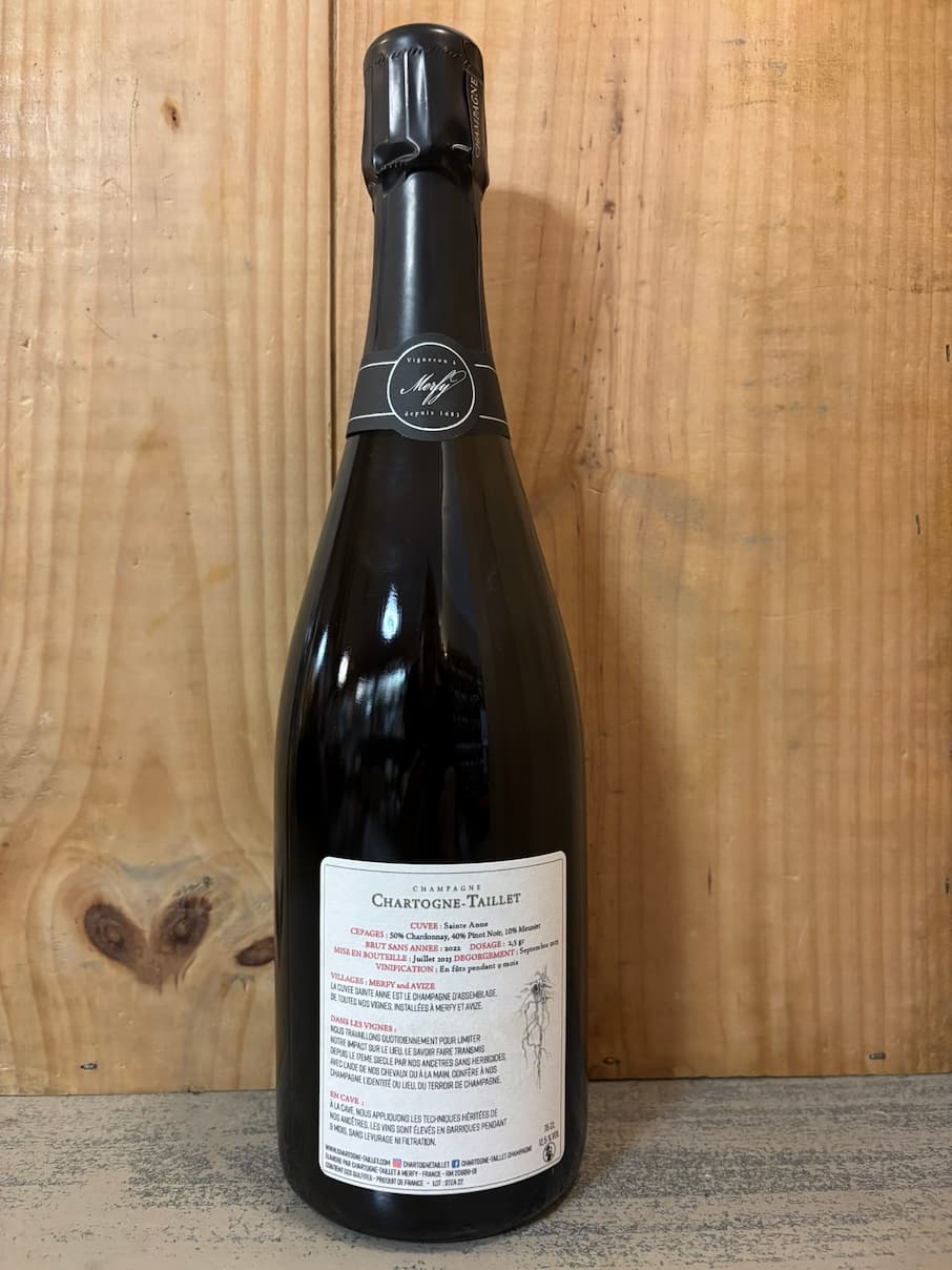 CHARTOGNE TAILLET Sainte Anne Base 2022 Mise Juillet23-Dég. Septembre25 Champagne Merfy Extra Brut 75cl Blanc