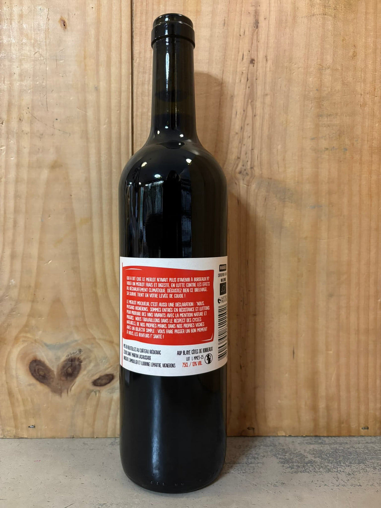 CHÂTEAU FREDIGNAC Merlot Moqueur 2023 Blaye Côtes de Bordeaux 75cl Rouge