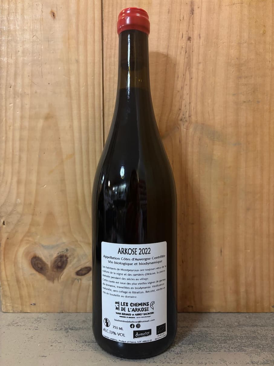 CHEMINS DE L'ARKOSE L'Arkose 2022 Côtes d'Auvergne 75cl Rouge