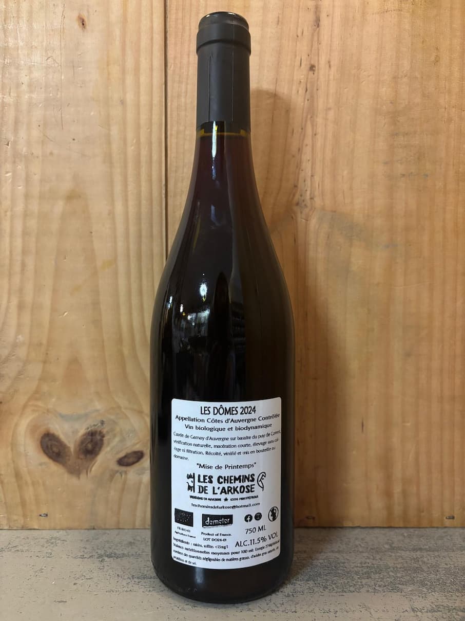 CHEMINS DE L'ARKOSE Les Dômes 2024 Côtes d'Auvergne 75cl Rouge