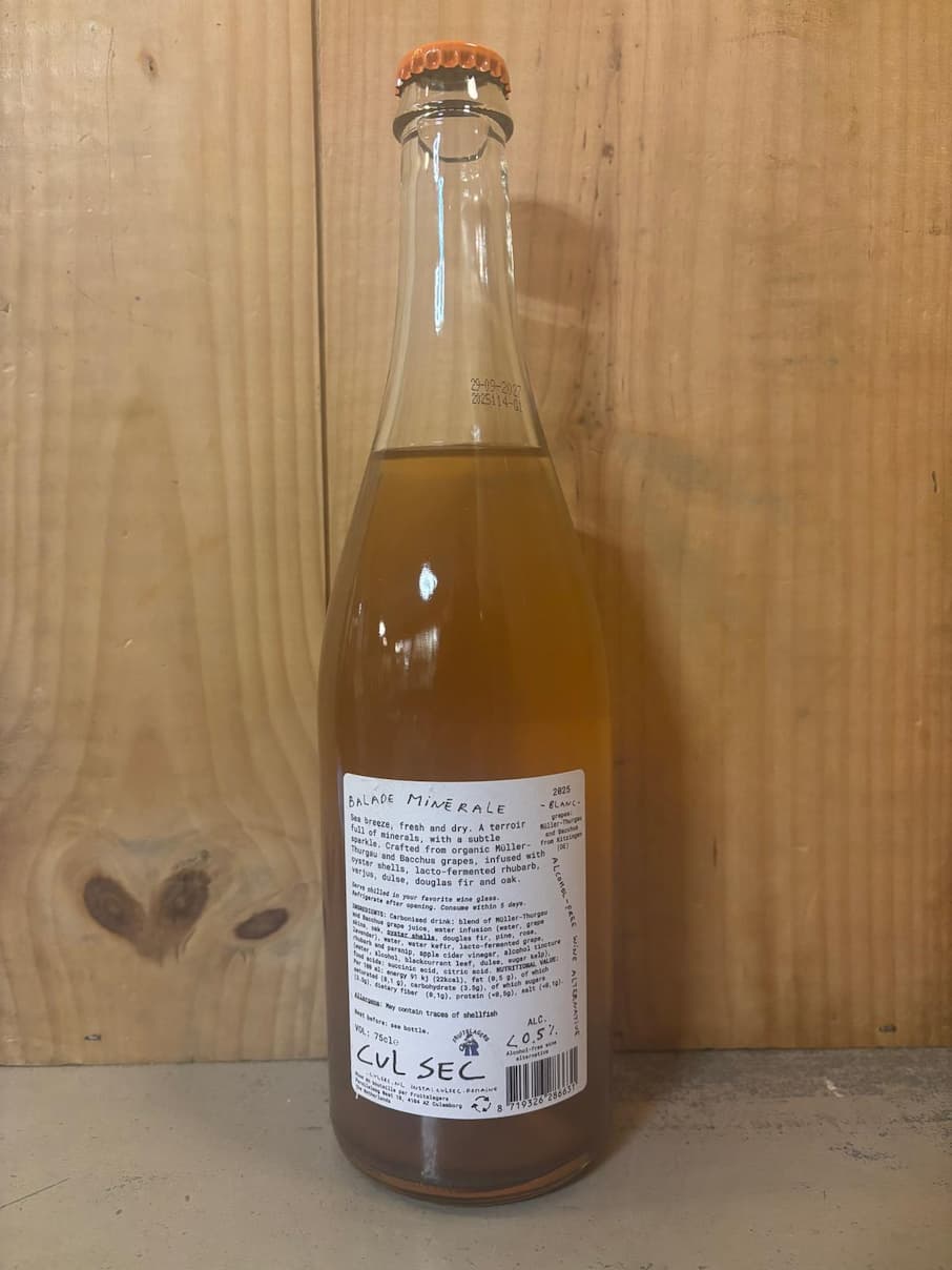 CUL SEC Balade Minérale 2024 75cl Boisson <0,5 % Sans Alcool (NL) Blanc