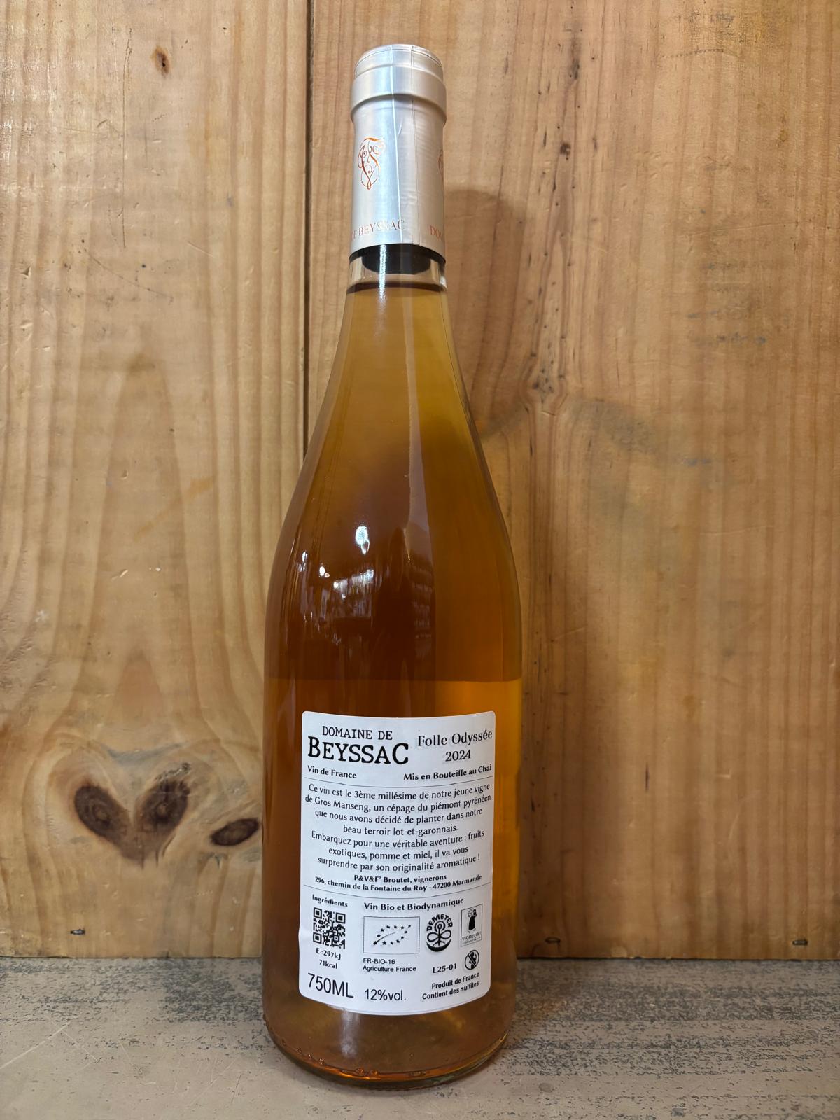 DOMAINE DE BEYSSAC Folle Odyssée 2024 Vin de France (Marmande) 75cl Blanc