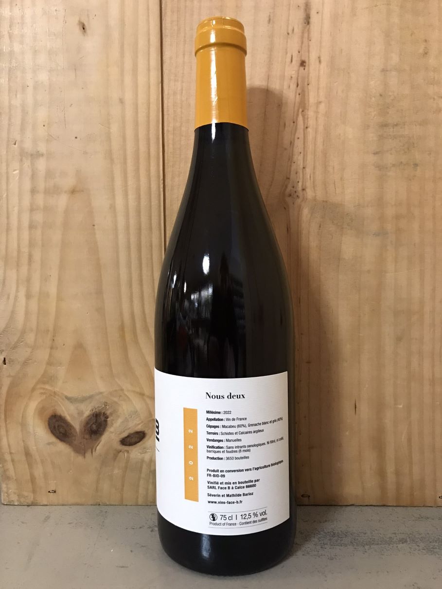FACE B Nous Deux 2022 Vin de France (Calce) 75cl Blanc
