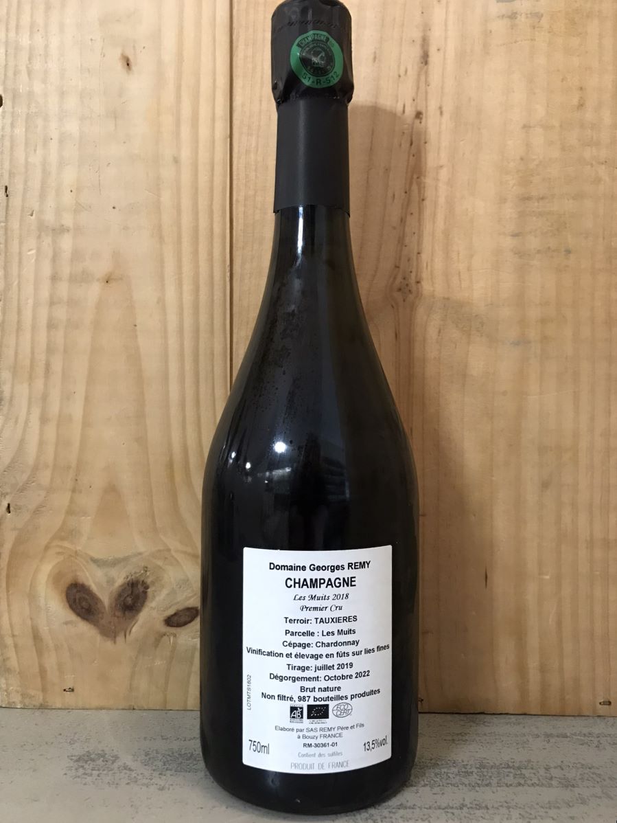 GEORGES REMY Blanc de Blancs Les Muits 2018 Brut Nature - Dég. 10/2022 1er Cru Champagne 75cl Blanc -