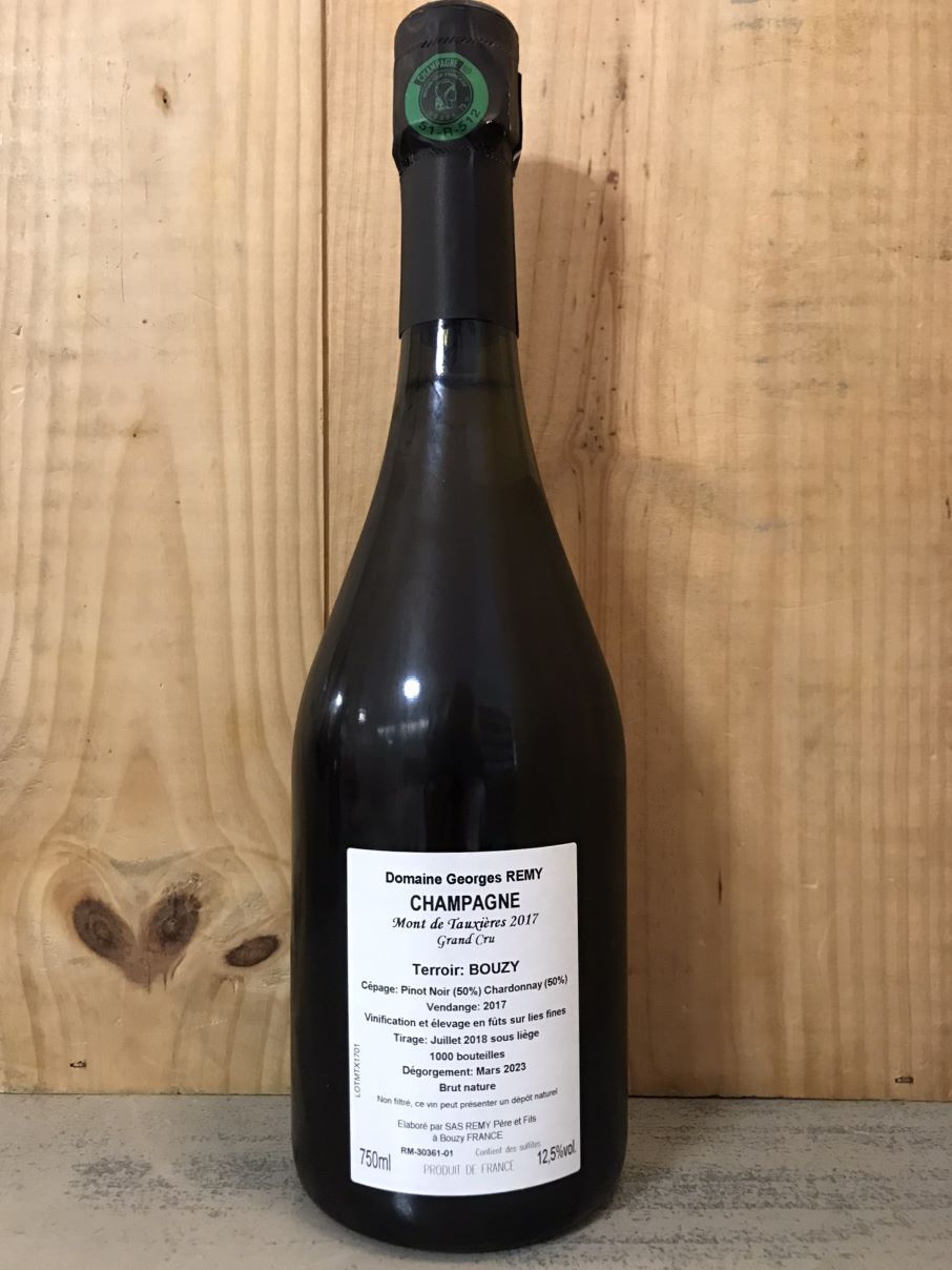 GEORGES REMY Mont de Tauxières 2017 Brut Nature - Dég. 03/2023 Grand Cru Champagne 75cl Blanc