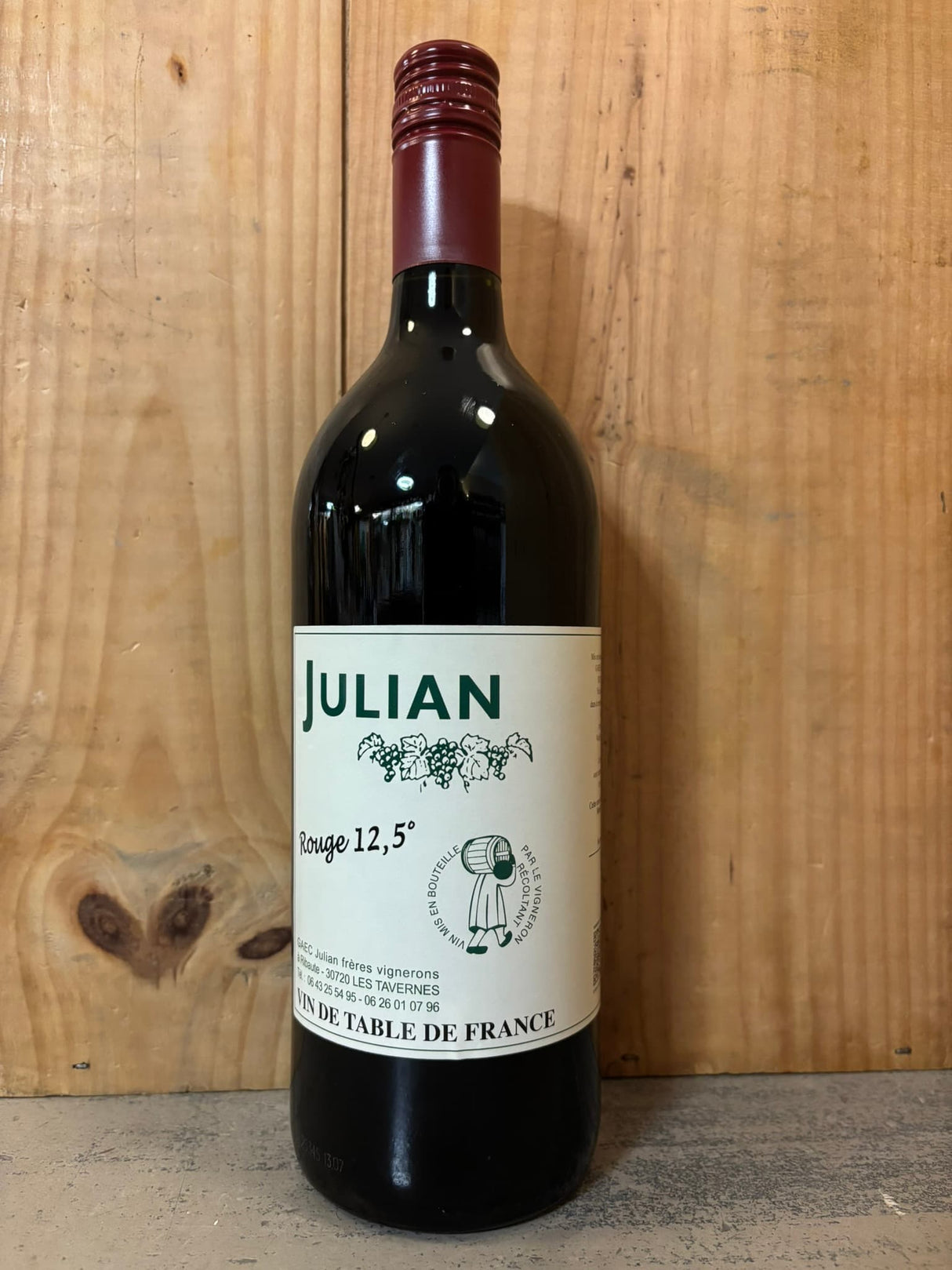 JULIAN Vin de Table de France Rouge 1L Cévennes Languedoc
