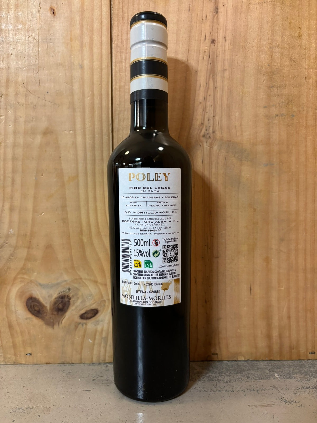 TORO ALBALA Poley Fino Del Lagar en Rama 10ans Montilla-Moriles 50cl Espagne