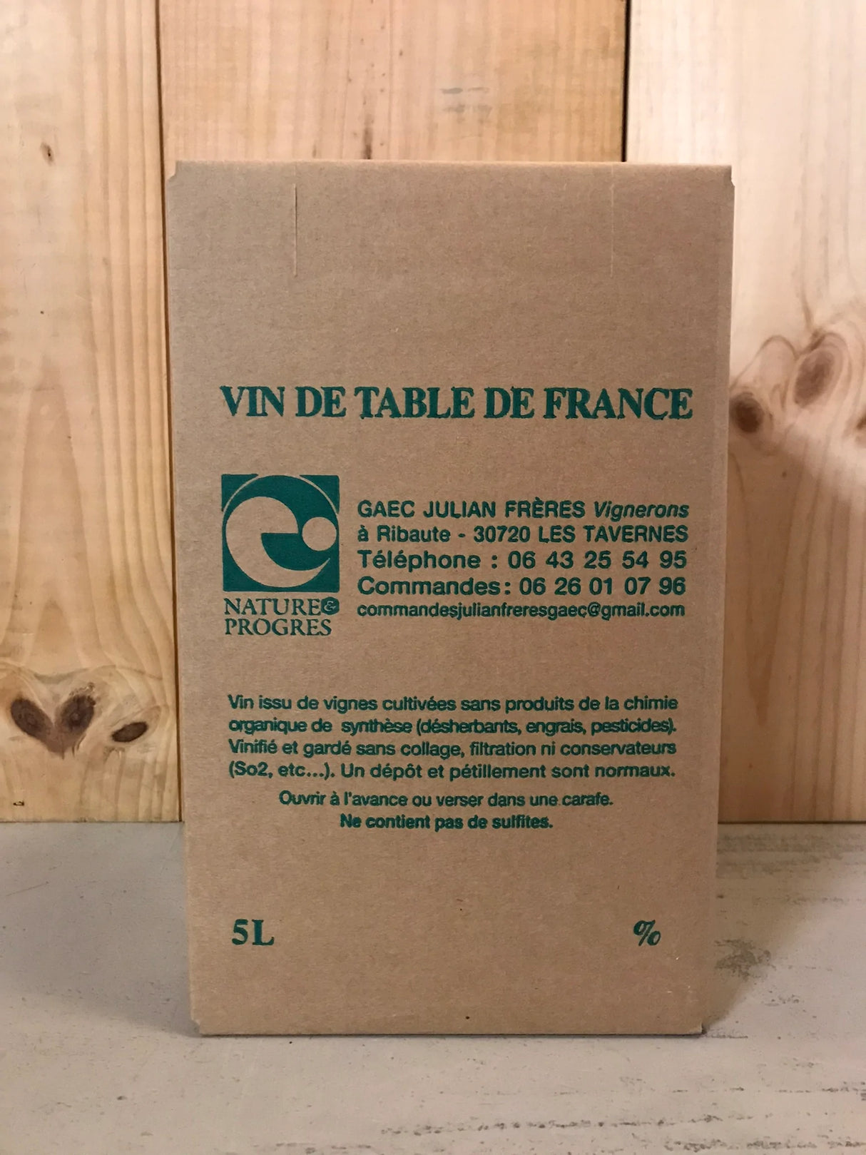 JULIAN Vin de Table de France Blanc Bag In Box 5L Cévennes Languedoc