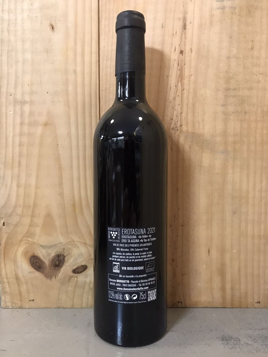 BORDATTO Erotasuna 2021 IGP Pyrénées Atlantiques (Pays Basque) 75cl Rouge