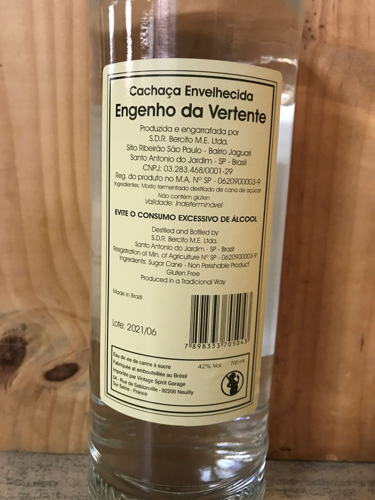 ENGENHO DA VERTENTE Tradicional 70cl 42° Cachaça Brésil