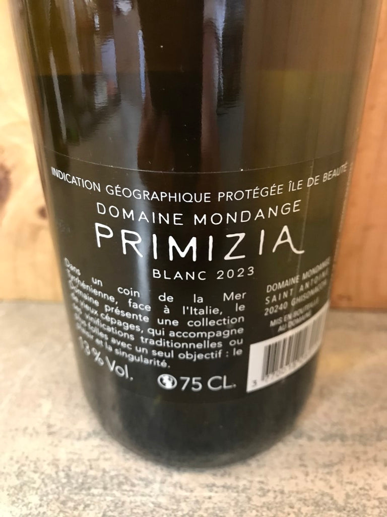 Domaine MONDANGE Primizia 2023 IGP Île de Beauté Corse 75cl Blanc