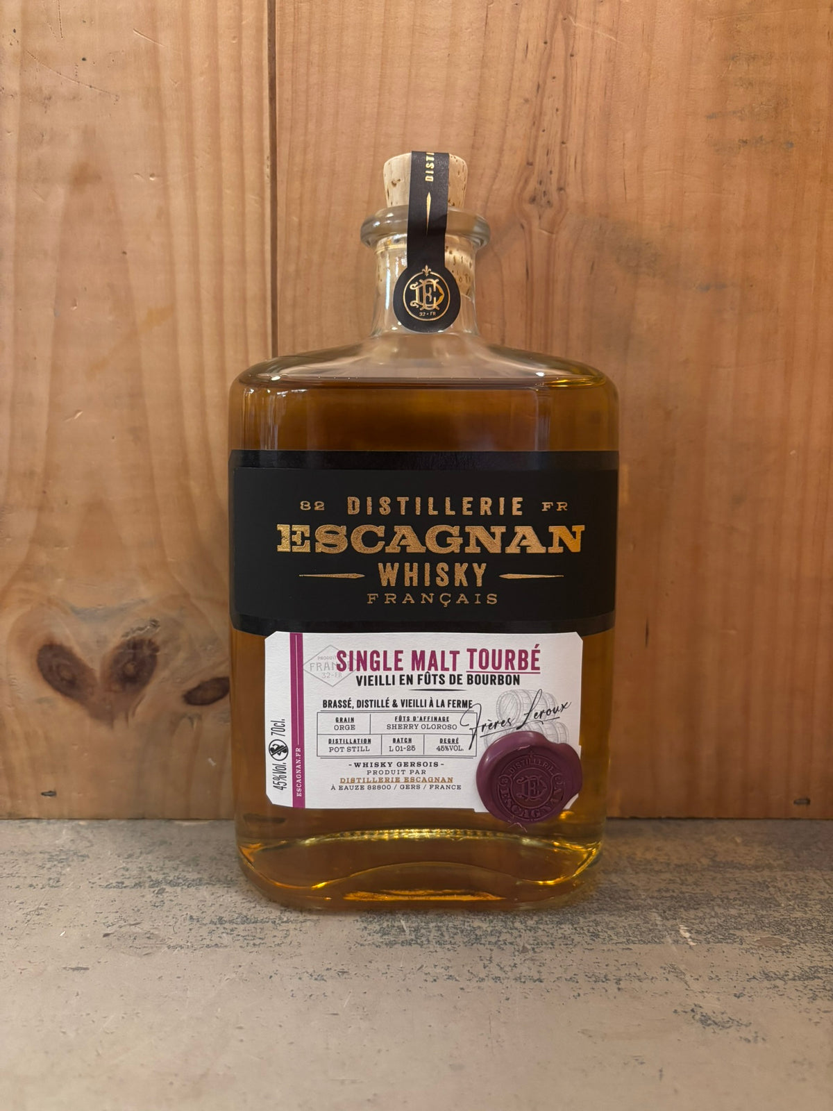 ESCAGNAN Tourbé Single Malt L01-25 45° 70cl Whisky Gers France
