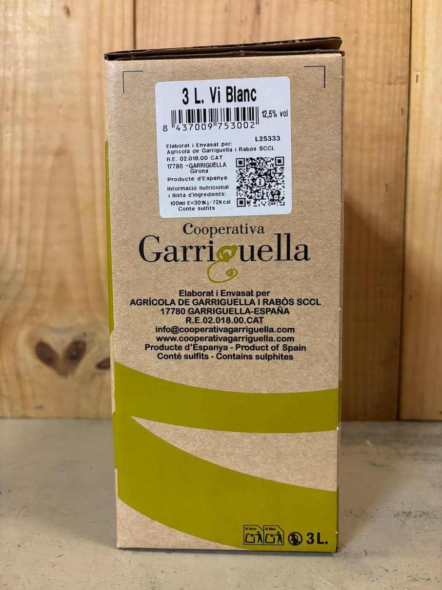 GARRIGUELLA COOPERATIVA AGRICOLA Blanc 3L 2025 (Emporda) Catalogne Espagne BIB 3L Blanc