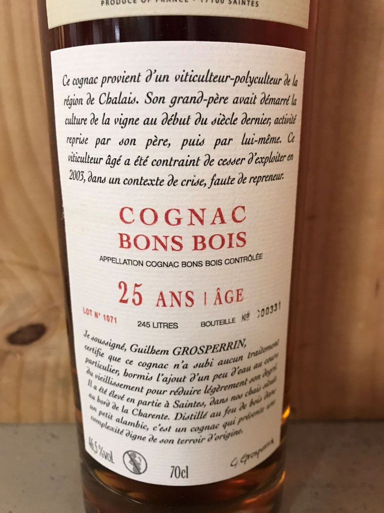 GROSPERRIN 25ans Bons Bois 46,5° 70cl Cognac