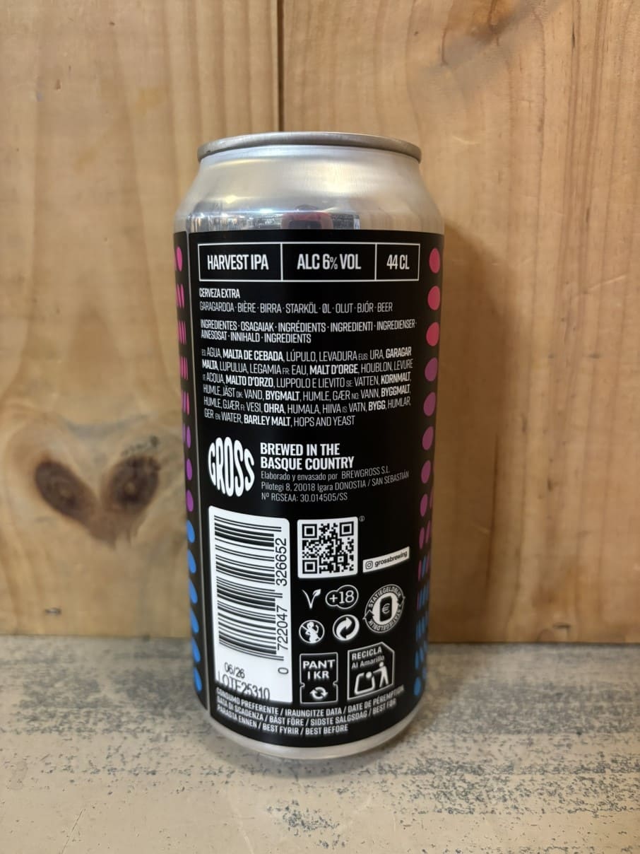 GROSS Sticky Harvest 6° Harvest IPA Can 44cl San Sebastian Espagne
