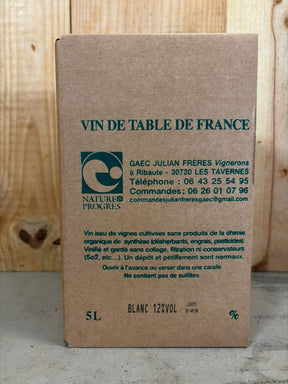 JULIAN Vin de Table de France Blanc Bag In Box 5L Cévennes Languedoc