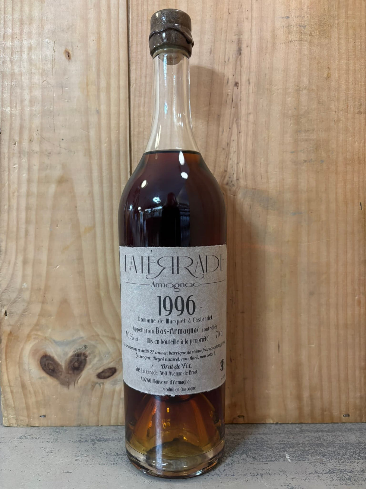 LATERRADE 1996 Domaine de Marquet (Castandet) Brut de Fût 40° Bas Armagnac 70cl