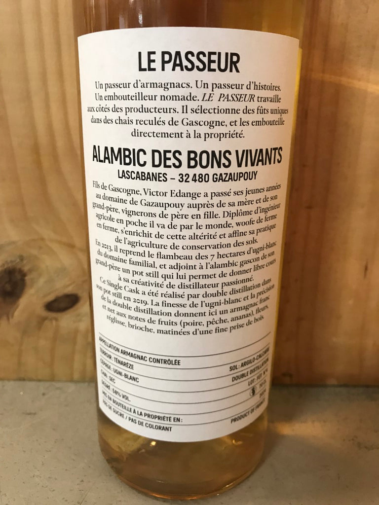 LE PASSEUR Lascabanes 58/19 fût n° 4 Double distillation 58° Armagnac 70cl