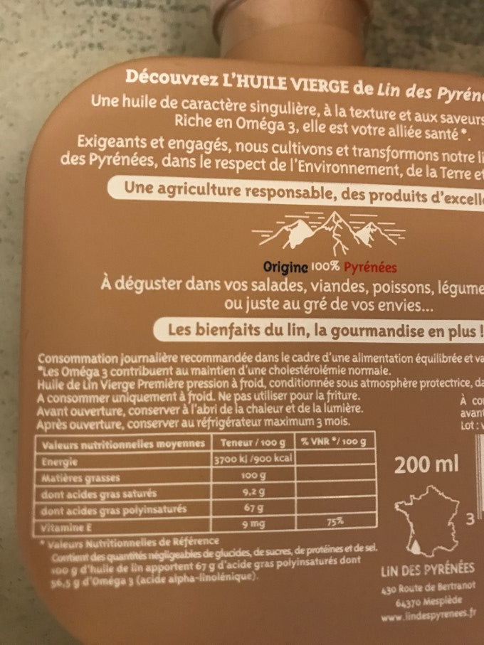 Lin des Pyrénées L'Huile 200ml