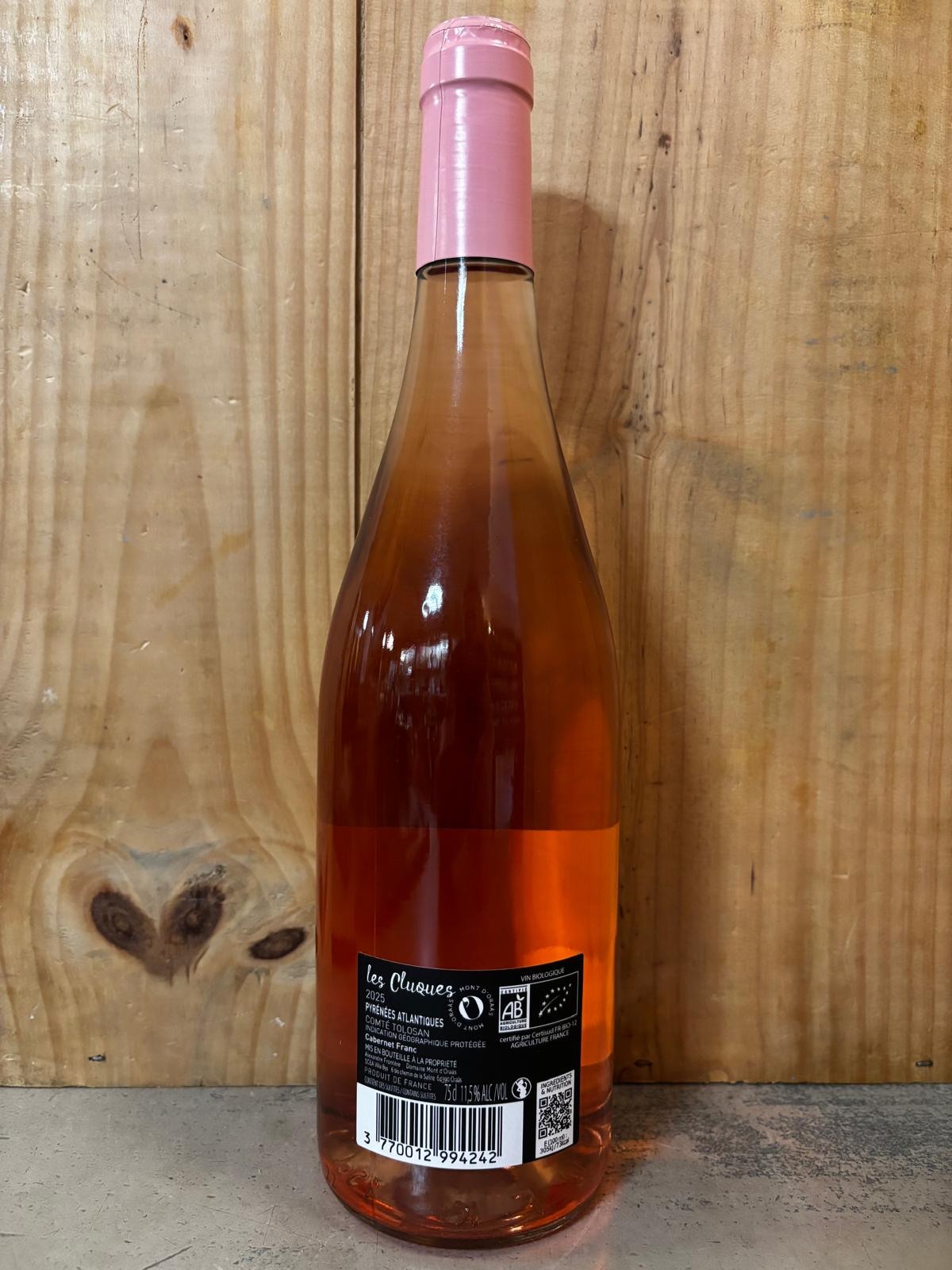 MONT D'ORAAS Les Cluques 2025 IGP Comté Tolosan Pyrénées Atlantiques 75cl Rosé