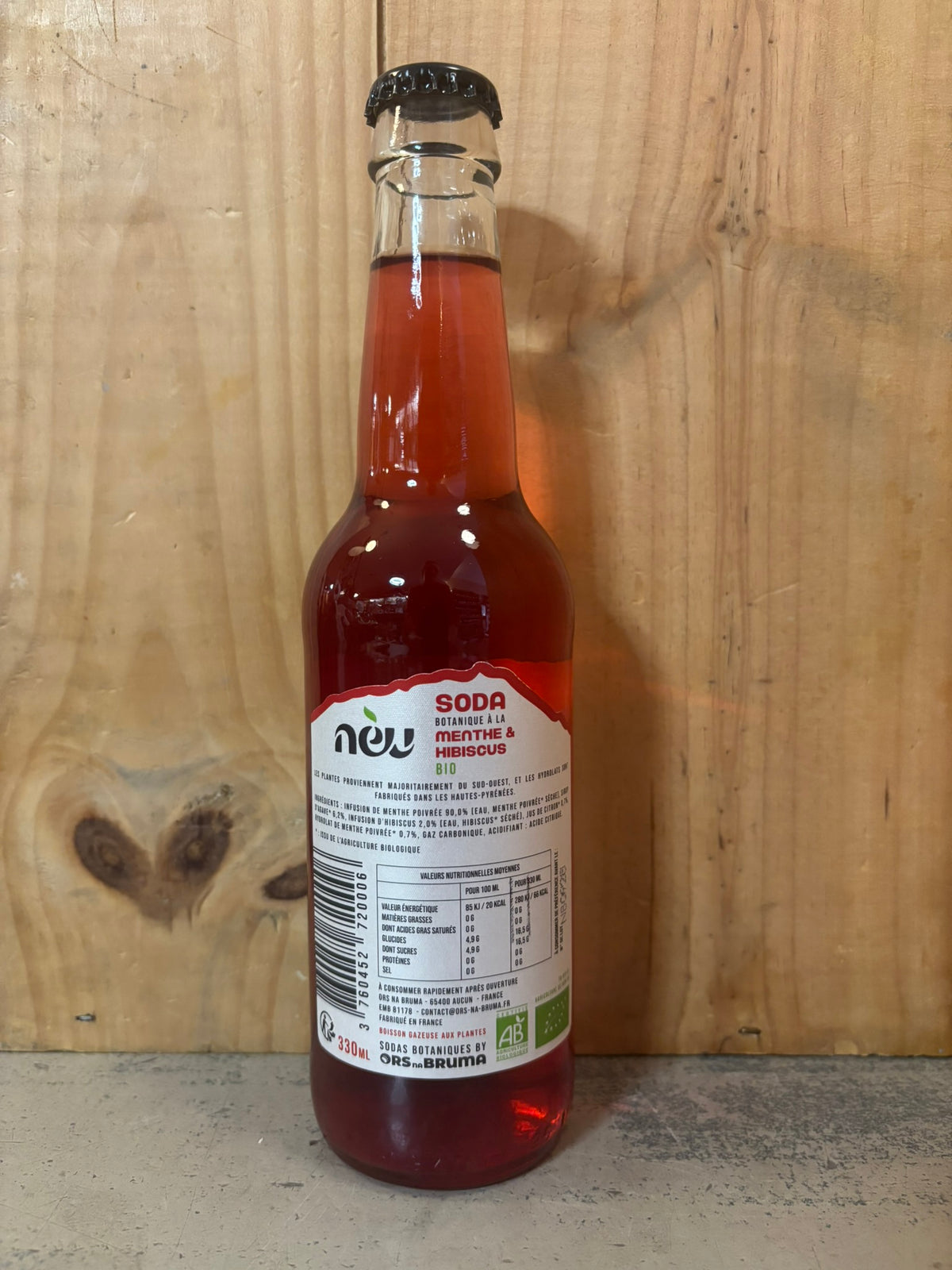ORS NA BRUMA Soda botanique Menthe/Hibiscus Bio du Val d'Azun 0° 33cl