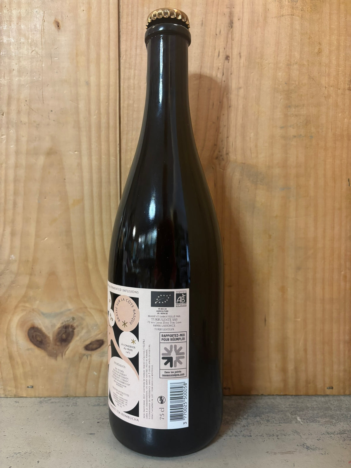 TURBULENTE Fleur de Sureau & Thé Blanc 75cl Bio Kombucha